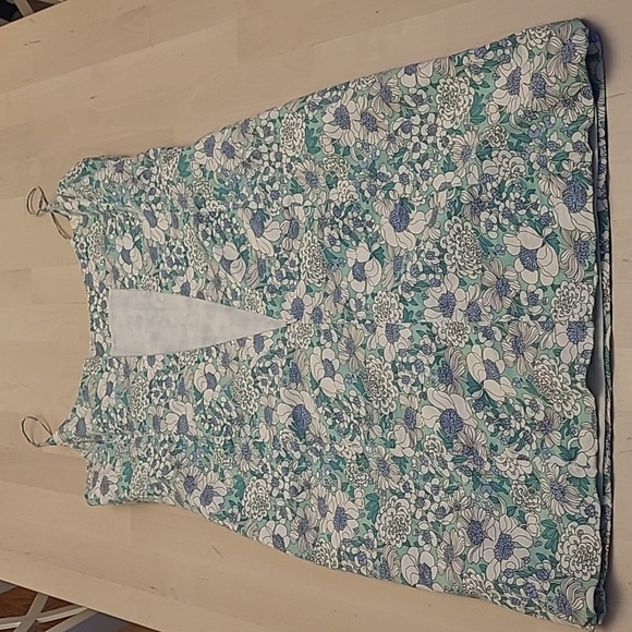 LIKE NEW Tibi Blue, Green, and White Floral Print Mod Spagetti Strapped Dress - Picture 14 of 16